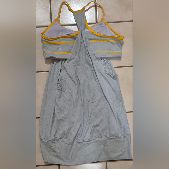 Lululemon Athletica Gray Tank Top with Yellow Trim - Picture 2 of 4